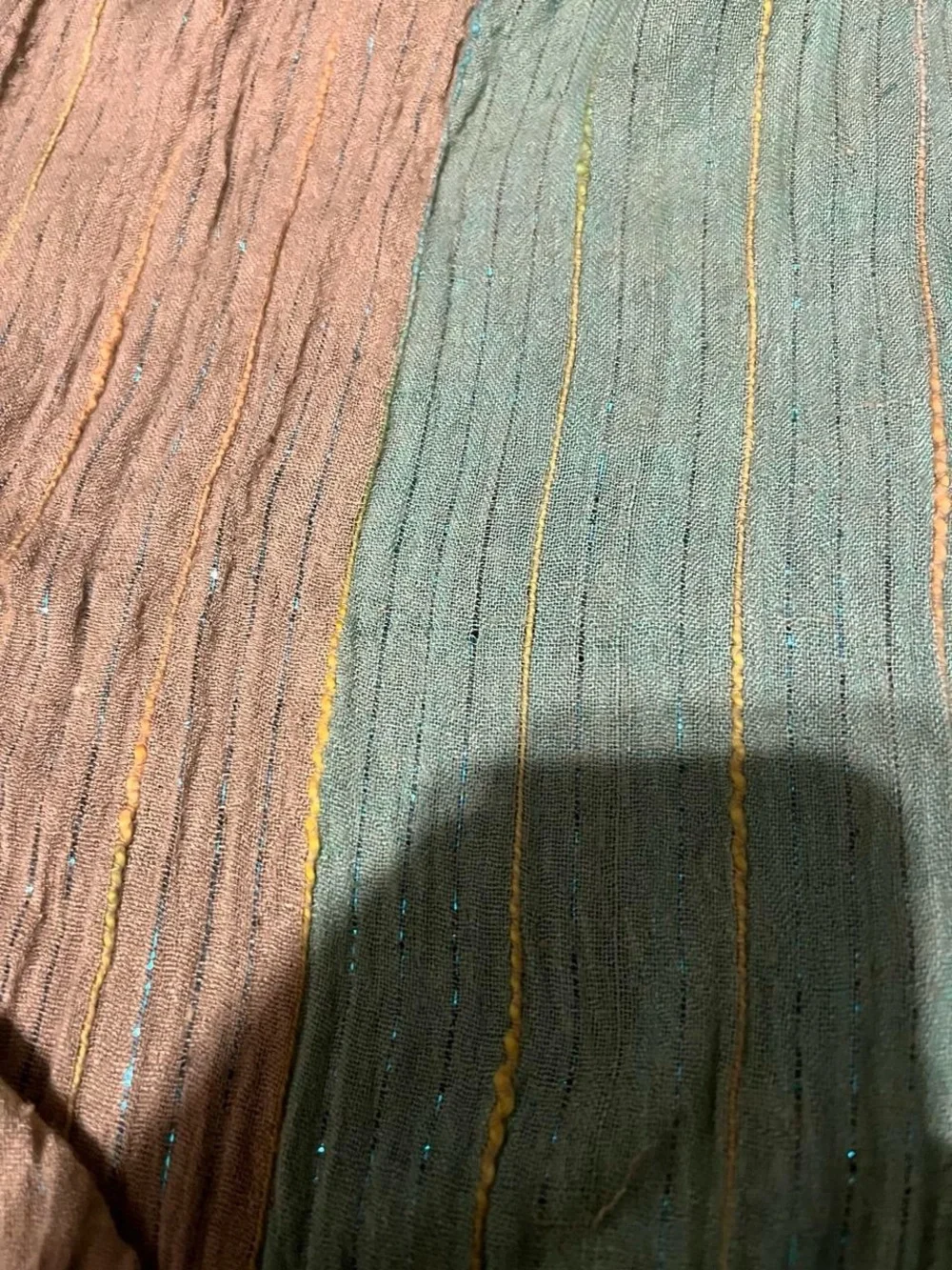 Light Green and Tan Women's Lightweight Sparkly Scarf